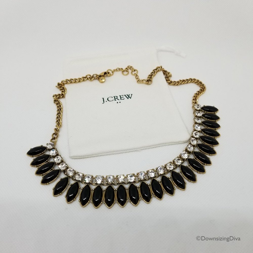J. Crew Factory Black and Clear Statement Necklace
